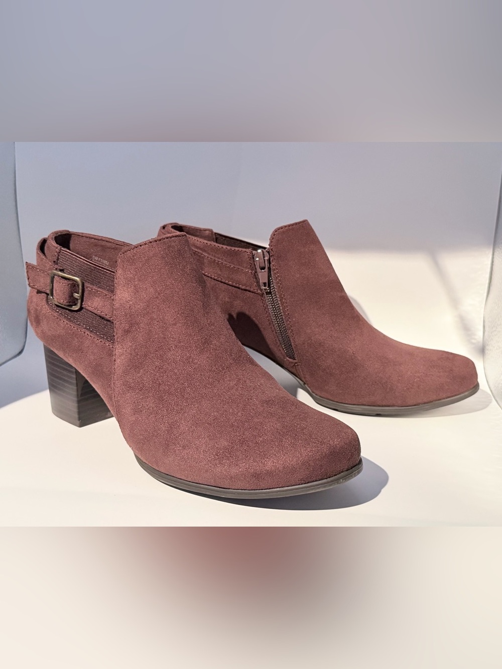 White Mountain Women's Suede Ankle Bootie in Burgundy Brown